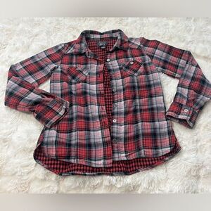 Place Red and Black Plaid Button Down Shirt Sz 10-12